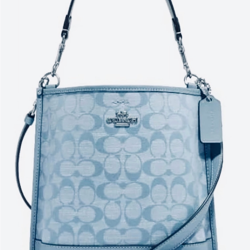Coach Mollie Bucket Bag 22 Coach/In Signature Chambray CH230 SLVR/Cornflower NWT